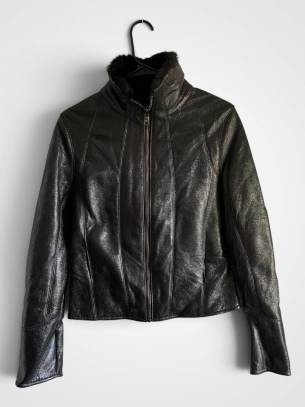 Andrew Marc Shearling Leather Jacket, Size S